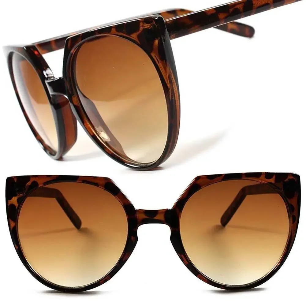 Stylish Vintage Retro Womens Oversized Tortoise Hot Round Cat Eye Sunglasses F98